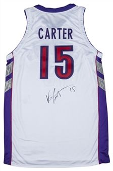 1999-2000 Vince Carter Game Used and Signed Toronto Raptors Home Jersey (MEARS & PSA/DNA)